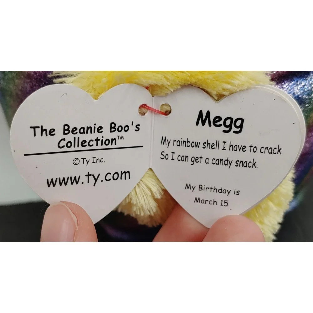 Ty Beanie Boos Megg The Chick With Rainbow Glitter Eggshell 9